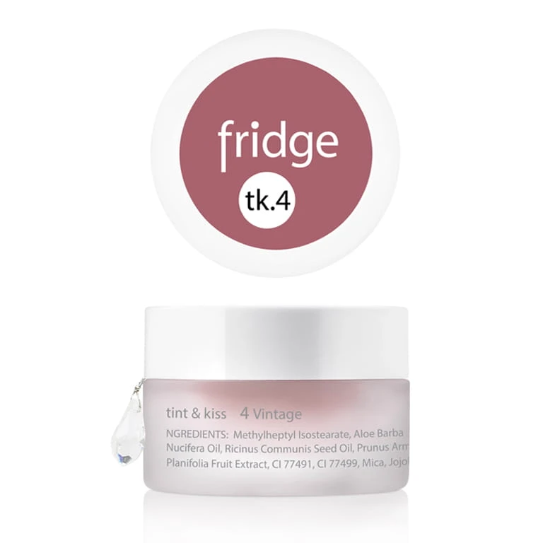 Naturalny błyszczyk do ust i policzków fridge tint & kiss w odcieniu 4 Vintage 5g w szklanym słoiczku